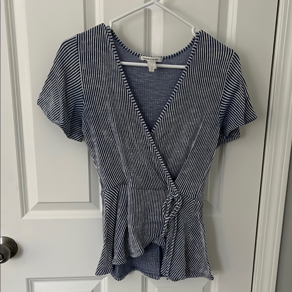 Striped Navy Blue Women's Top
